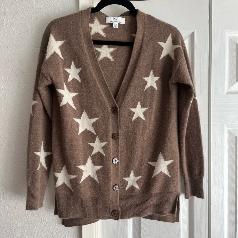 EUC Magaschoni cashmere star sweater cardigan